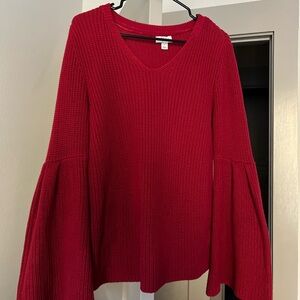 Flare-sleeve (S) Red Sweater